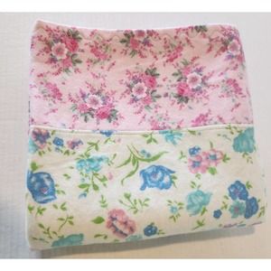 Softest 90's Vtg Handmade Flannel Baby Blanket, Childs Blue Pink Floral